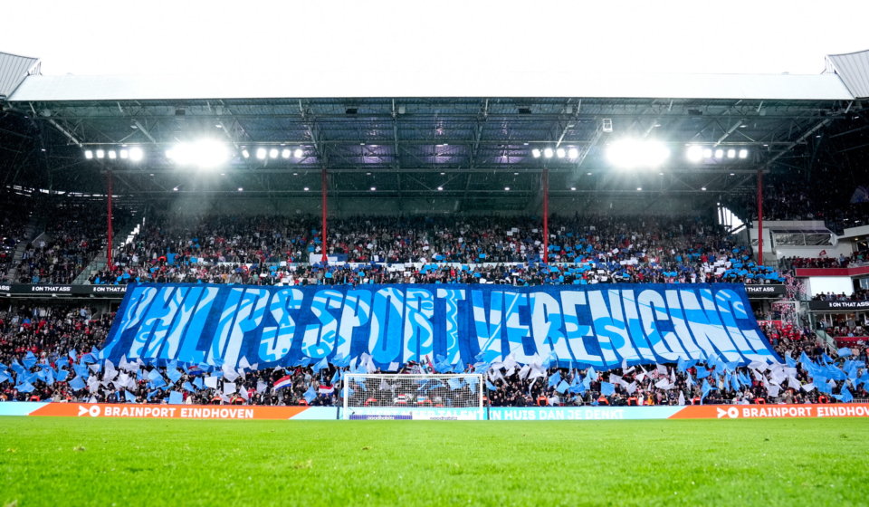 Supporters of PSV with a banner